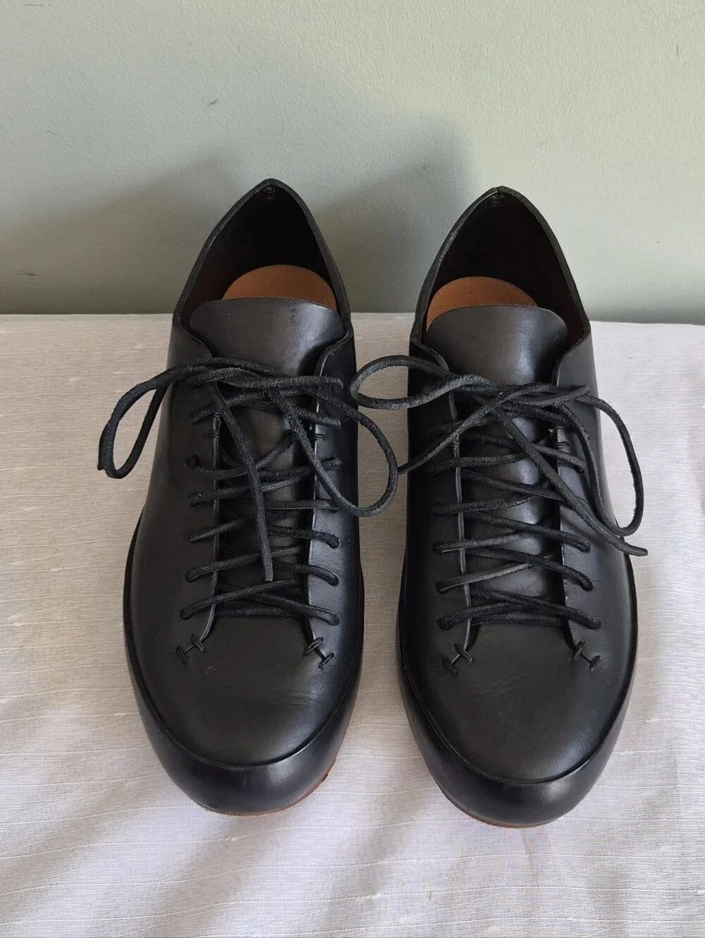 FEIT hand Sewn Low Men's Black Leather Lace-Up Casual Sneakers